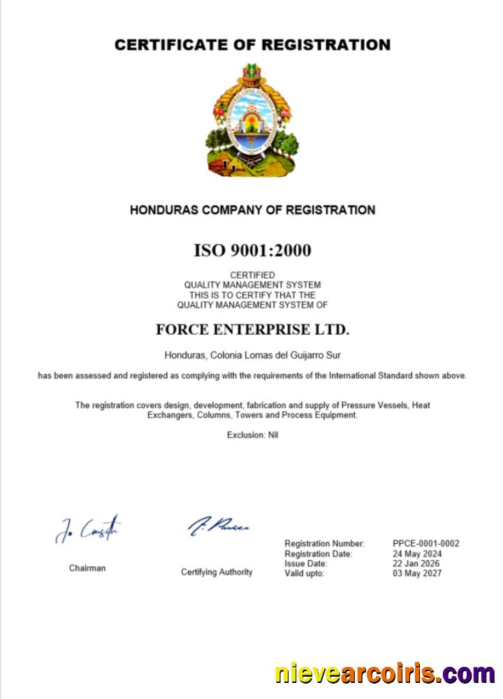 Honduras certificate of registration